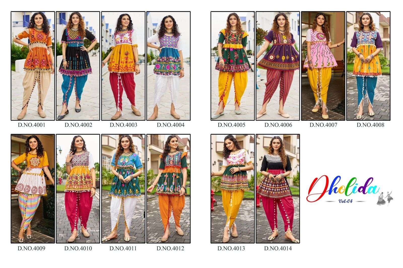 DHOLIDAA VOL-4 BY TEXOFAB PURE KHADI COTTON BEAUTIFUL EMBROIDERY KEDIYA TOP BOTTOM 