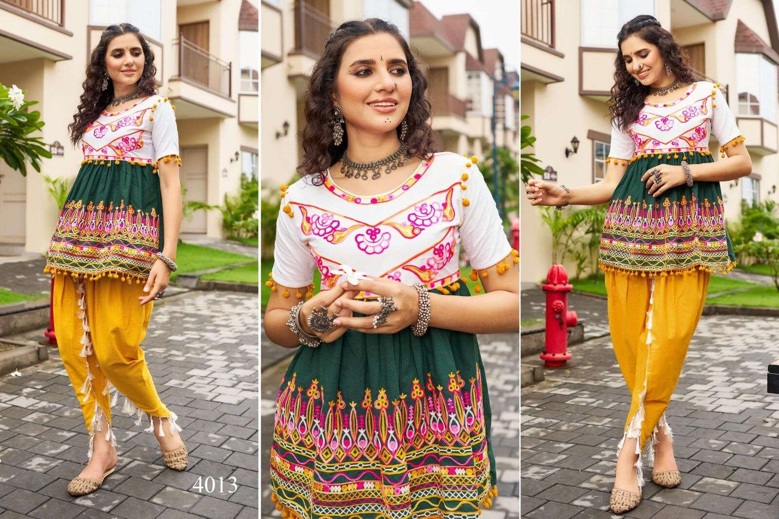 DHOLIDAA VOL-4 BY TEXOFAB PURE KHADI COTTON BEAUTIFUL EMBROIDERY KEDIYA TOP BOTTOM 