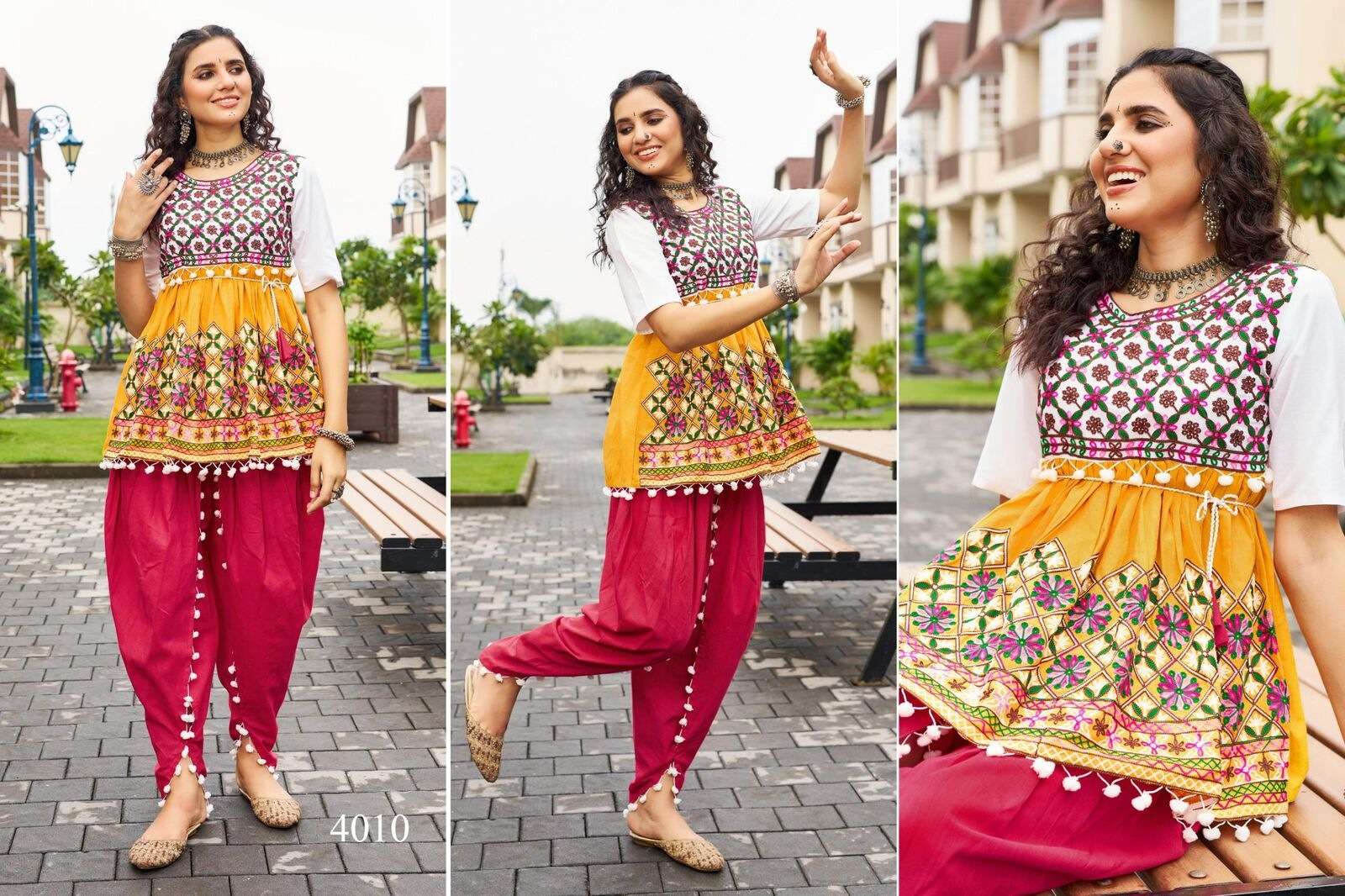 DHOLIDAA VOL-4 BY TEXOFAB PURE KHADI COTTON BEAUTIFUL EMBROIDERY KEDIYA TOP BOTTOM 