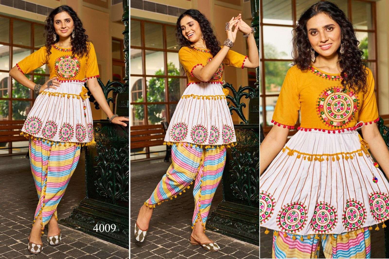 DHOLIDAA VOL-4 BY TEXOFAB PURE KHADI COTTON BEAUTIFUL EMBROIDERY KEDIYA TOP BOTTOM 