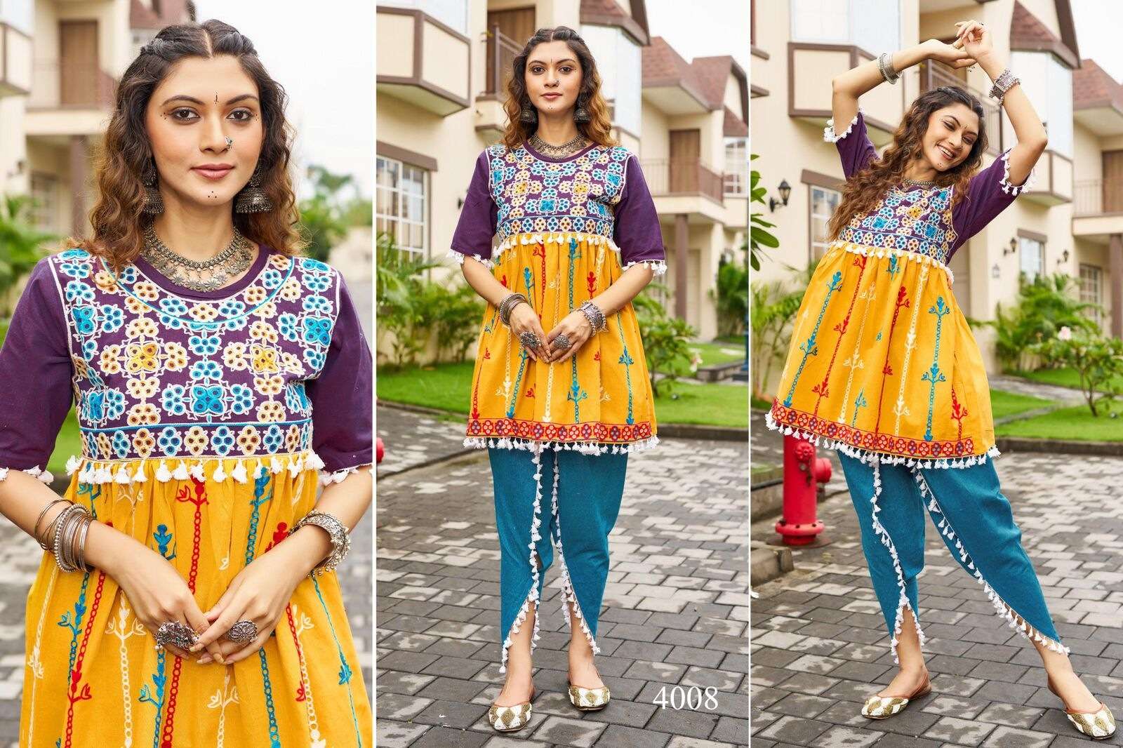 DHOLIDAA VOL-4 BY TEXOFAB PURE KHADI COTTON BEAUTIFUL EMBROIDERY KEDIYA TOP BOTTOM 