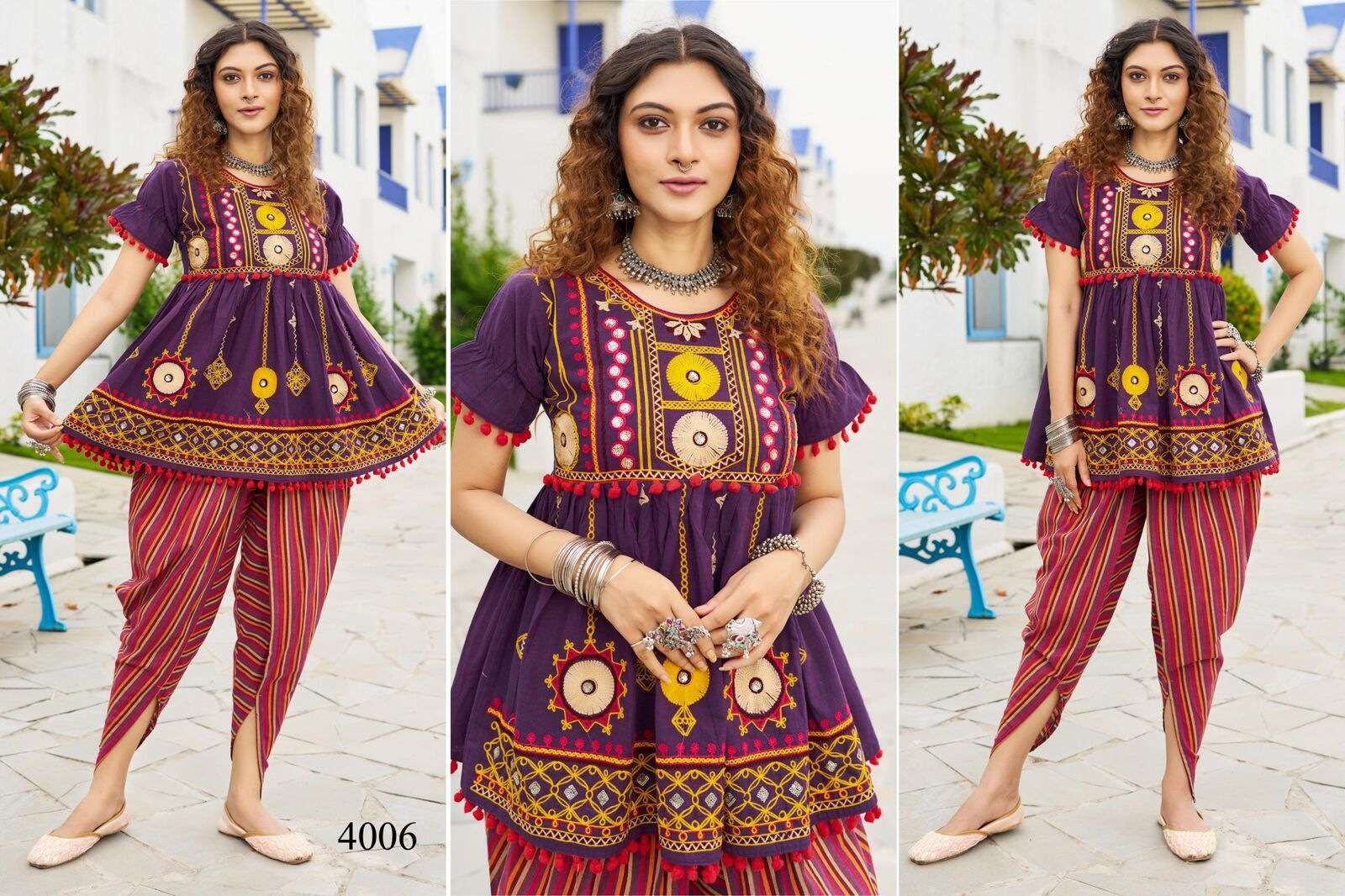 DHOLIDAA VOL-4 BY TEXOFAB PURE KHADI COTTON BEAUTIFUL EMBROIDERY KEDIYA TOP BOTTOM 