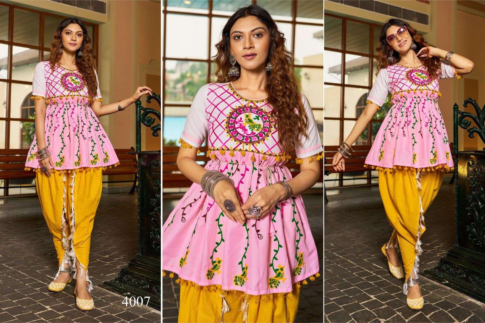 DHOLIDAA VOL-4 BY TEXOFAB PURE KHADI COTTON BEAUTIFUL EMBROIDERY KEDIYA TOP BOTTOM 