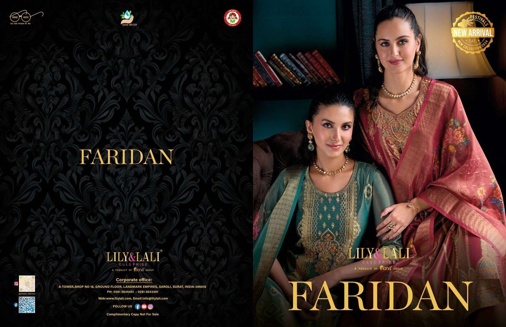 FARIDAN BY LILY & LALI SIMAR JACQUARD JARI SILK EXCLUSIVE HANDWORK KURTI PANT & DUPATTA 