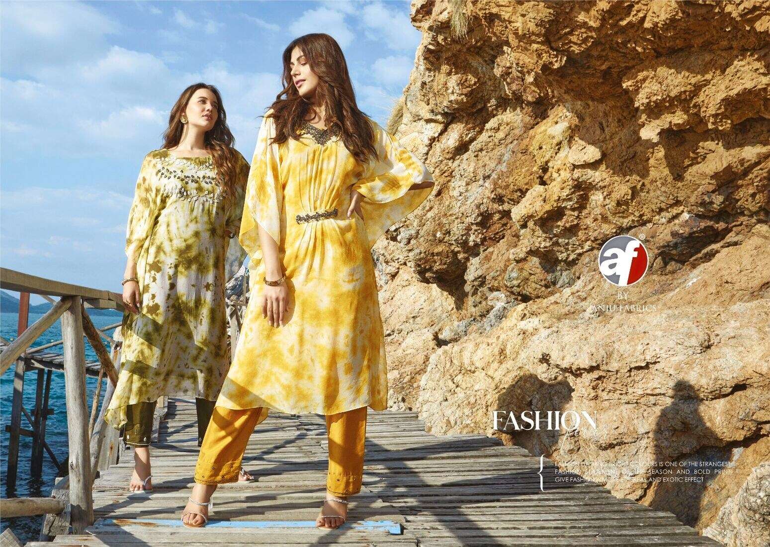 FASHION FEVER VOL-3 BY ANJU FABRICS PURE GEORGETTE TIE & DIE HANDWORK DESIGNER KAFTAN WITH PANT 