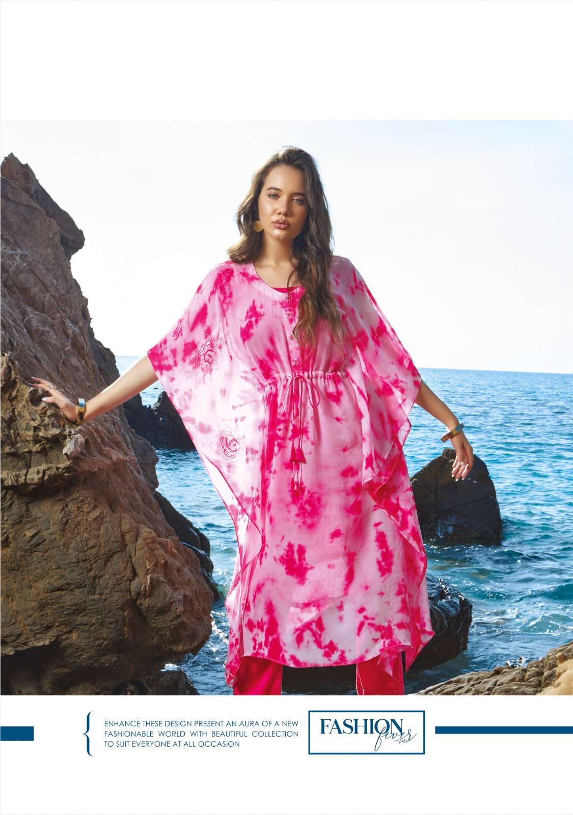 FASHION FEVER VOL-3 BY ANJU FABRICS PURE GEORGETTE TIE & DIE HANDWORK DESIGNER KAFTAN WITH PANT 