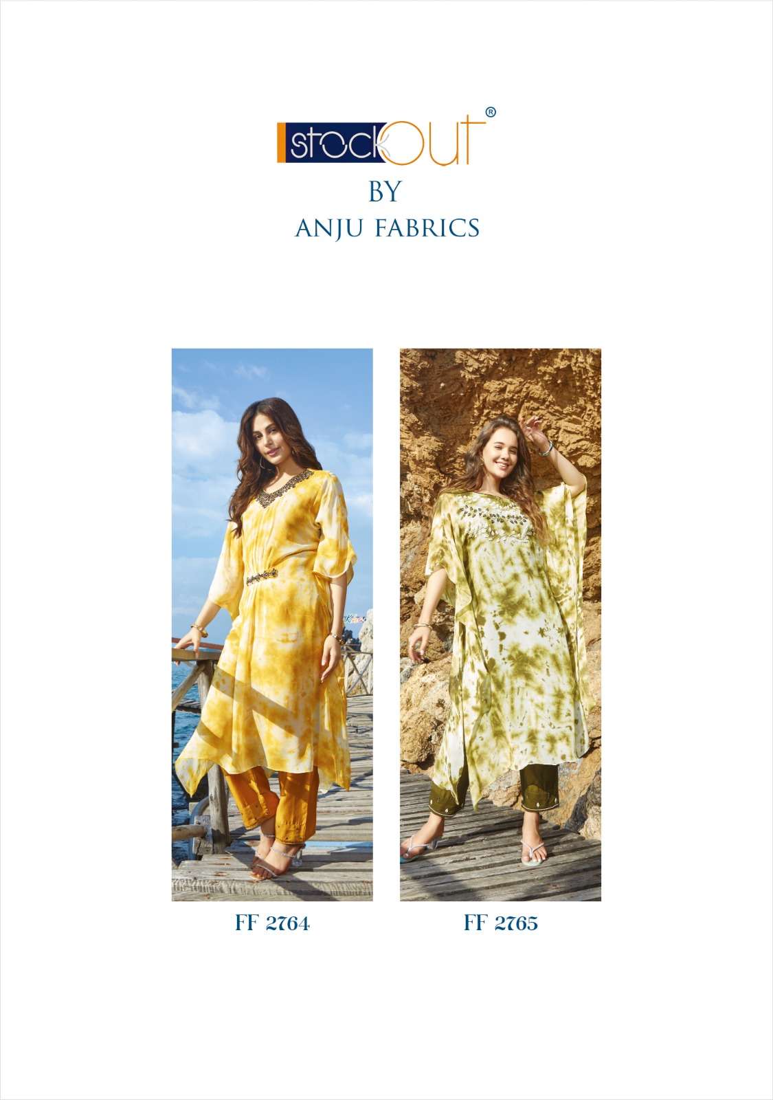 FASHION FEVER VOL-3 BY ANJU FABRICS PURE GEORGETTE TIE & DIE HANDWORK DESIGNER KAFTAN WITH PANT 
