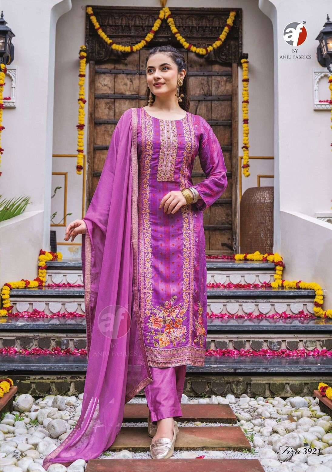 FIZA VOL-2 BY ANJU FABRICS PURE DOLA JACQUARD WITH POSITION PRINT HANDWORK KURTI PANT WITH DUPATTA 