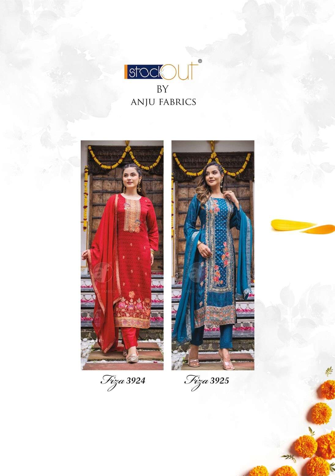 FIZA VOL-2 BY ANJU FABRICS PURE DOLA JACQUARD WITH POSITION PRINT HANDWORK KURTI PANT WITH DUPATTA 