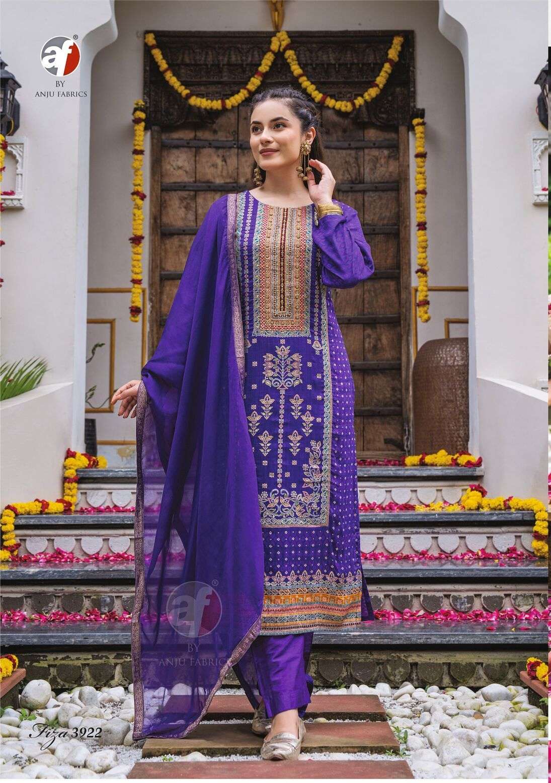 FIZA VOL-2 BY ANJU FABRICS PURE DOLA JACQUARD WITH POSITION PRINT HANDWORK KURTI PANT WITH DUPATTA 