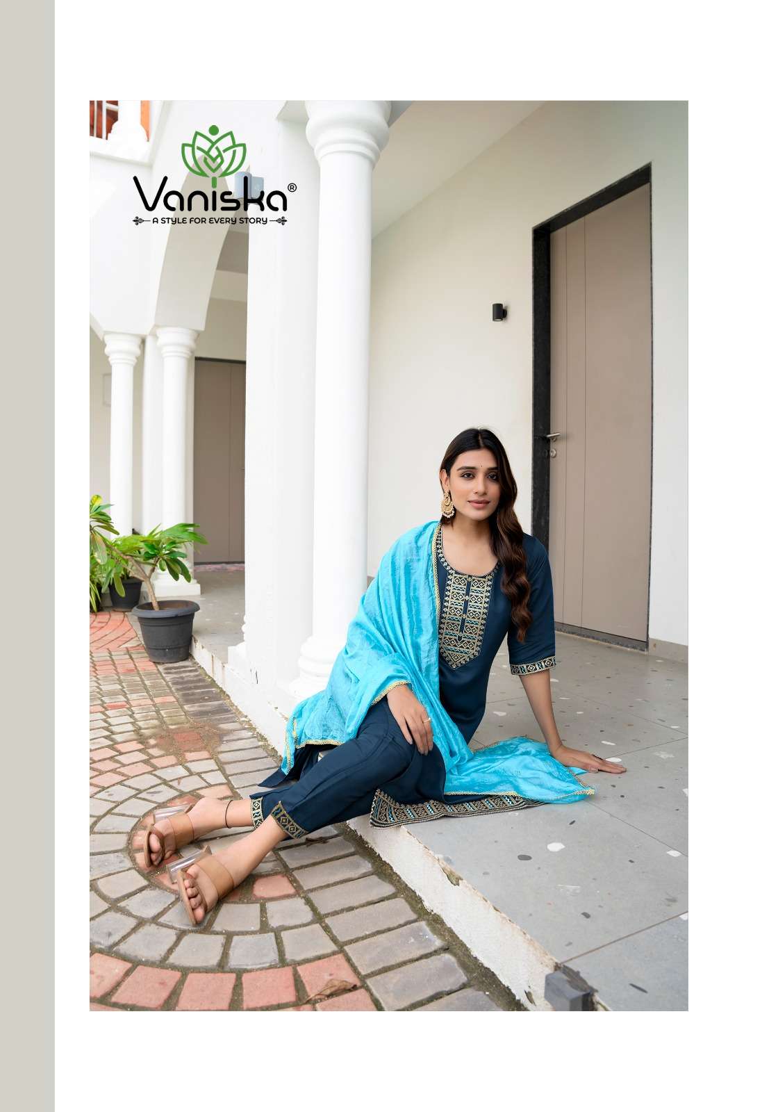 FIZA VOL-2 BY VANISKA ROMAN SILK FABRIC FANCY EMBROIDERY WORK KURTI PANT WITH DUPATTA 