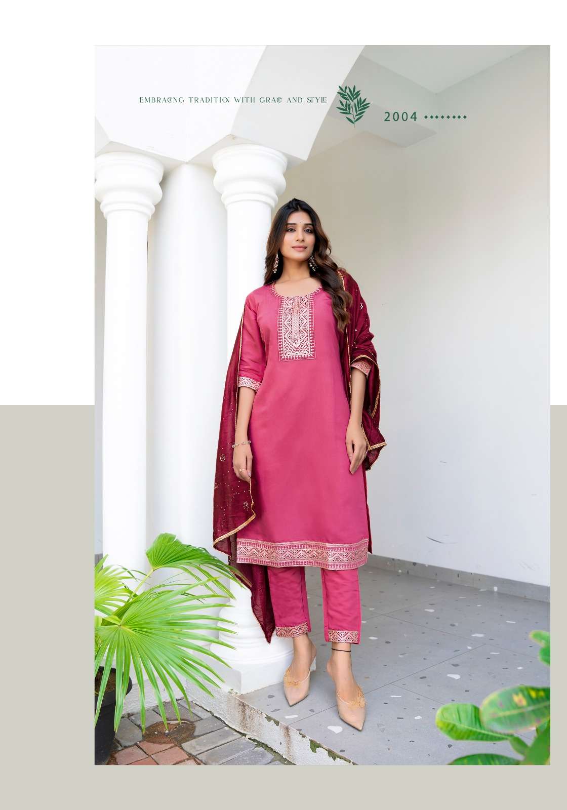 FIZA VOL-2 BY VANISKA ROMAN SILK FABRIC FANCY EMBROIDERY WORK KURTI PANT WITH DUPATTA 