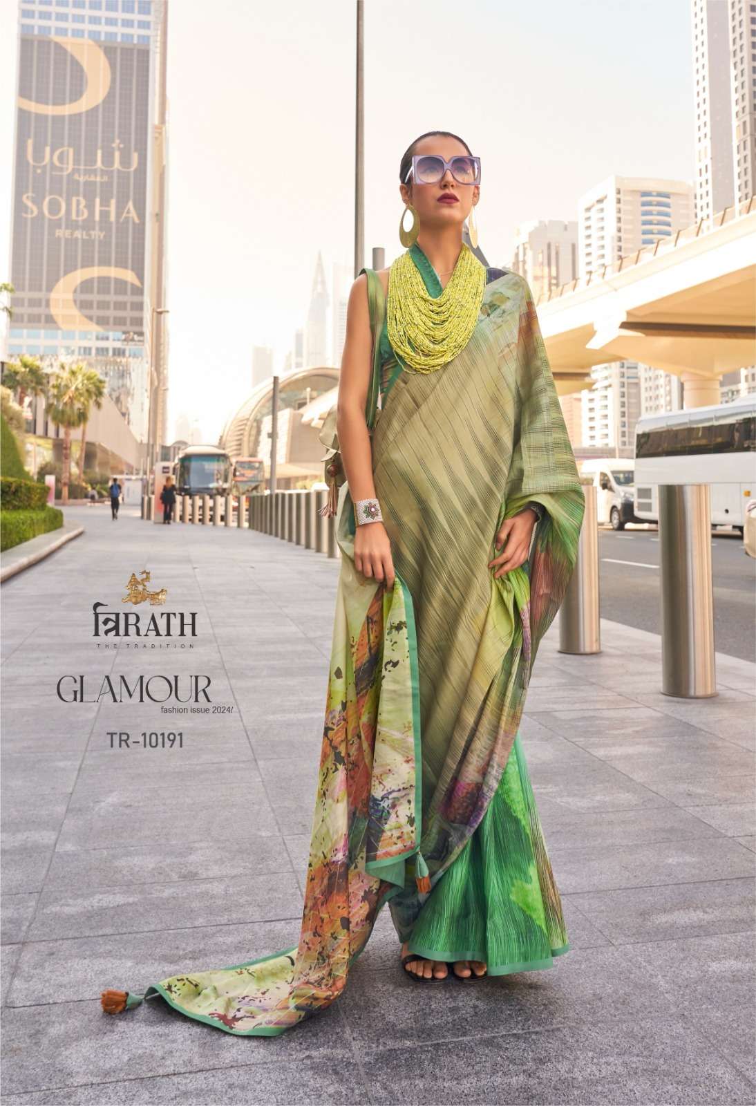 GLAMOUR BY TRIRATH SWISS SATIN DIGITAL PRINT GORGEOUS SAREES WITH BLOUSE 