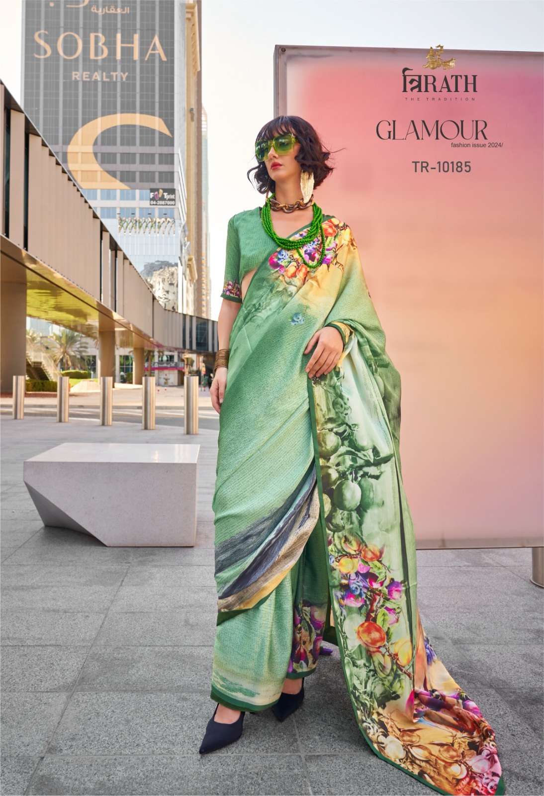 GLAMOUR BY TRIRATH SWISS SATIN DIGITAL PRINT GORGEOUS SAREES WITH BLOUSE 