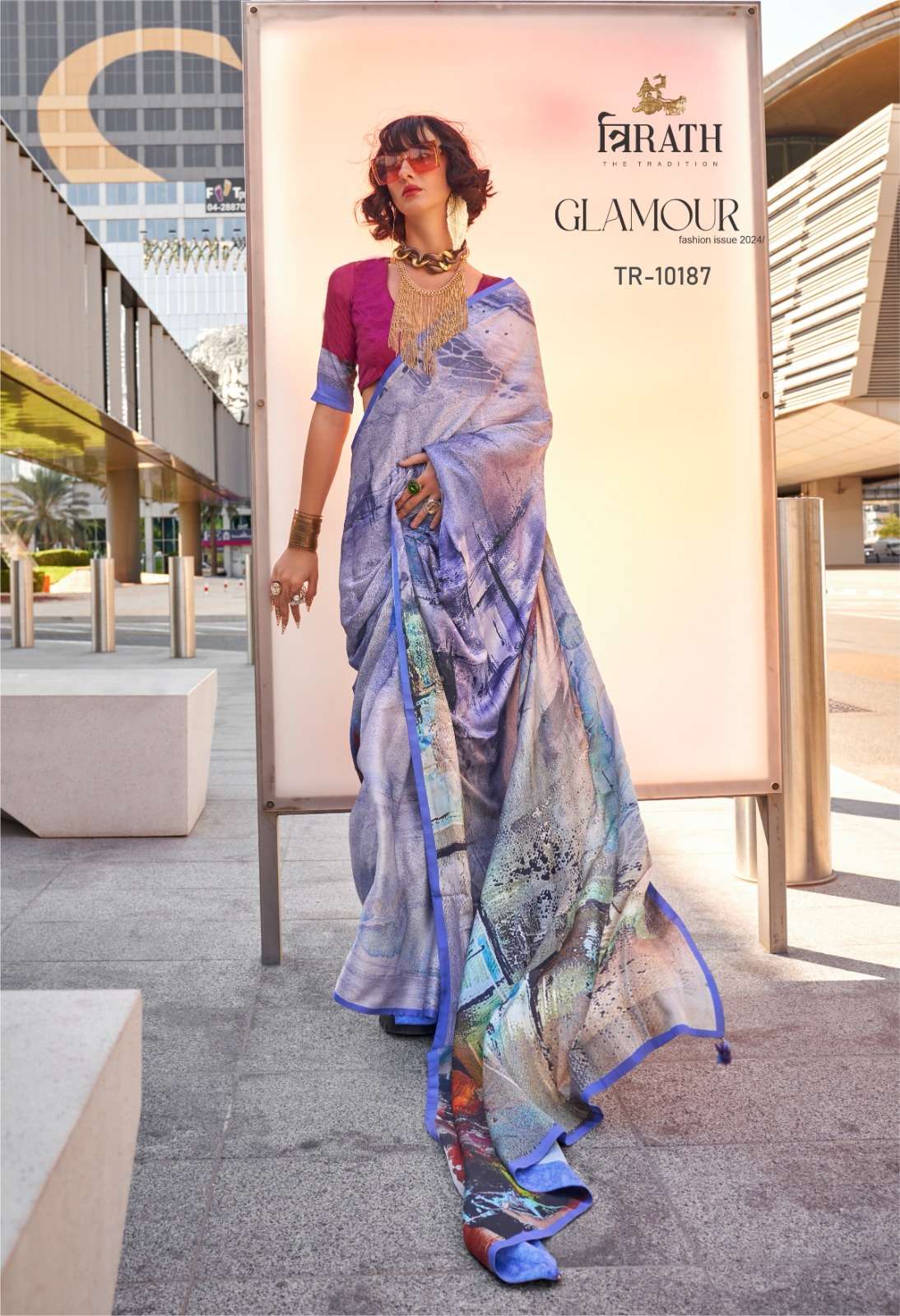 GLAMOUR BY TRIRATH SWISS SATIN DIGITAL PRINT GORGEOUS SAREES WITH BLOUSE 