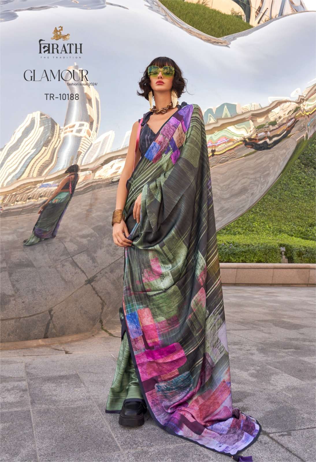 GLAMOUR BY TRIRATH SWISS SATIN DIGITAL PRINT GORGEOUS SAREES WITH BLOUSE 