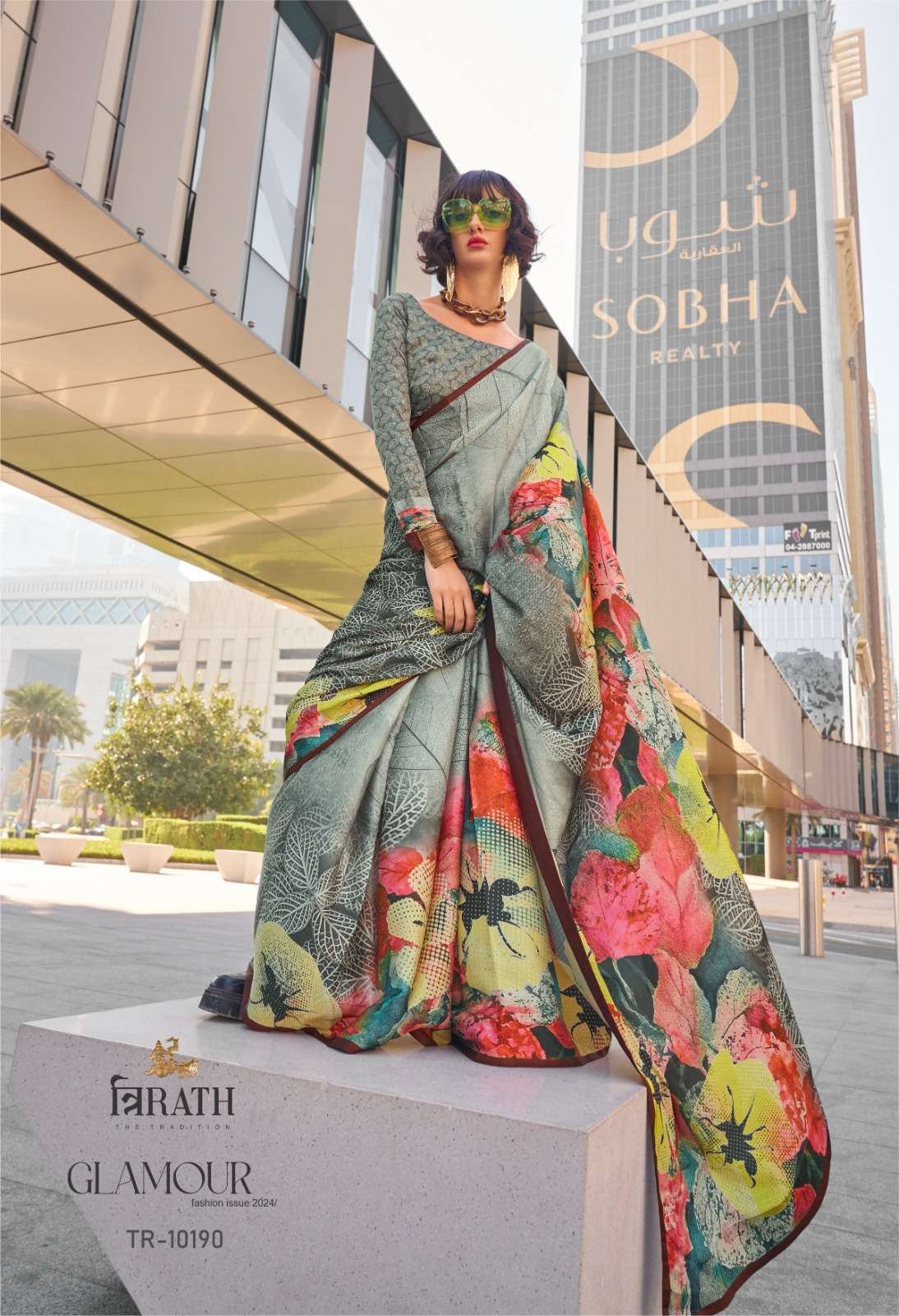 GLAMOUR BY TRIRATH SWISS SATIN DIGITAL PRINT GORGEOUS SAREES WITH BLOUSE 