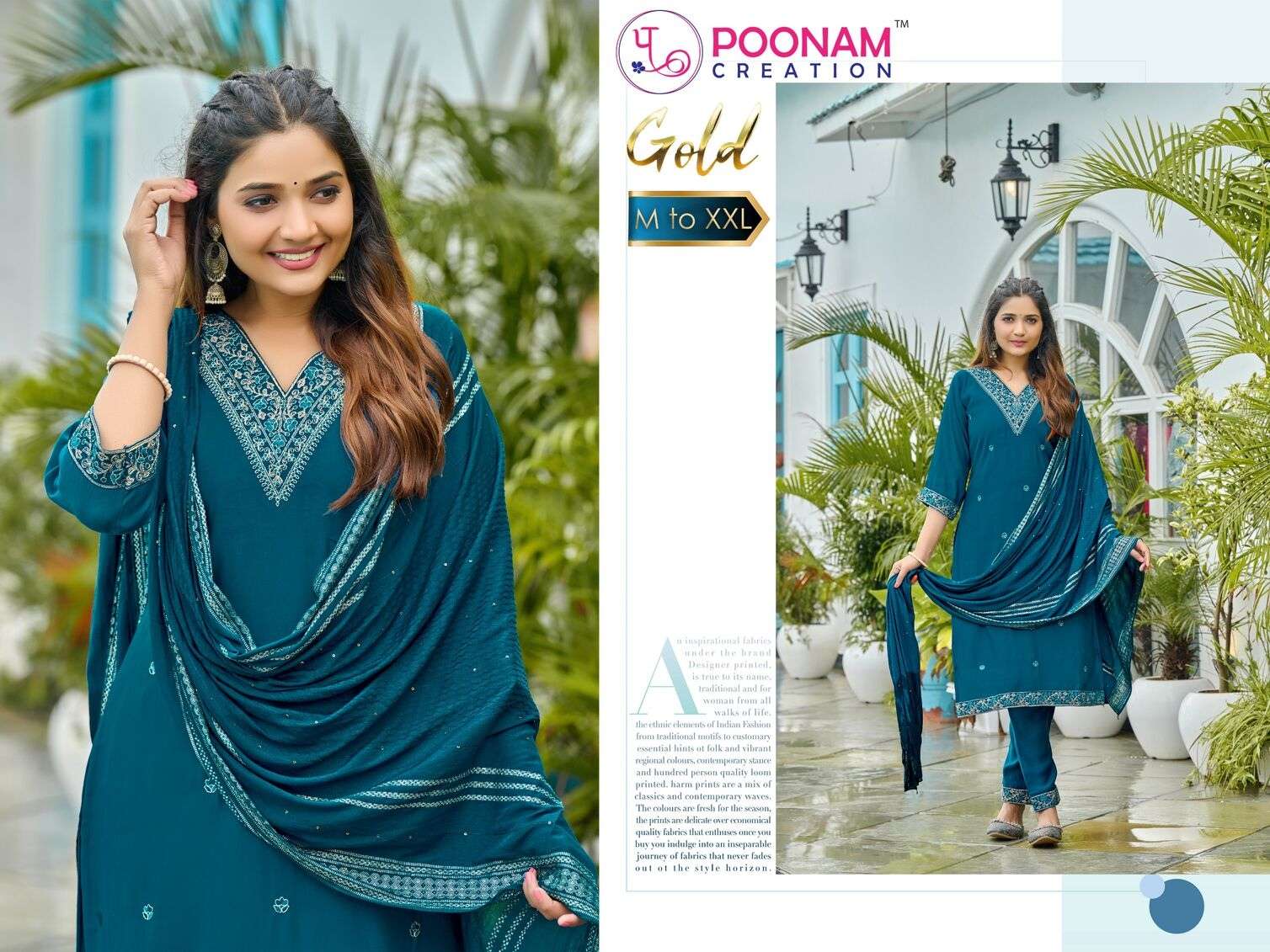 GOLD BY POONAM DESIGNER HEAVY ROMAN SILK EMBROIDERY SEQUENCE WORK TOP BOTTOM WITH WEAVING DUPATTA 
