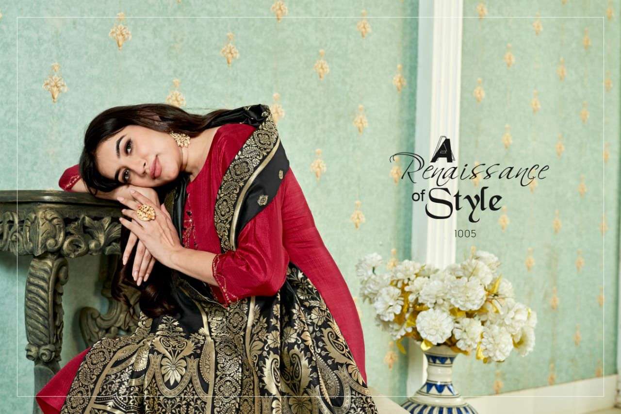 GUNGROO BY SWEETY FASHION CHINON SILK BASE WITH HEAVY JACQUARD KURTI PANT DUPATTA WITH INNER 