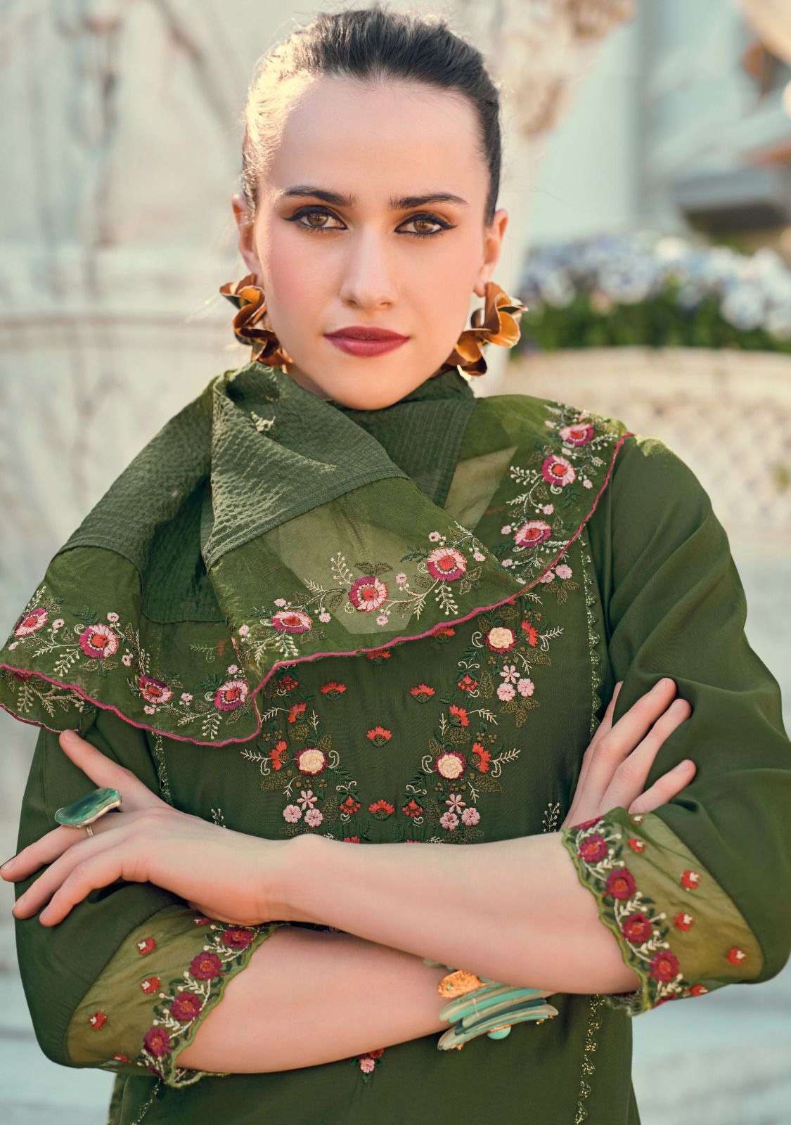 IQRA DESIGN NO-1332 BY LADY LEELA PURE VISCOSE SILK EMBROIDERY HANDWORK KURTI PANT WITH DUPATTA SET 