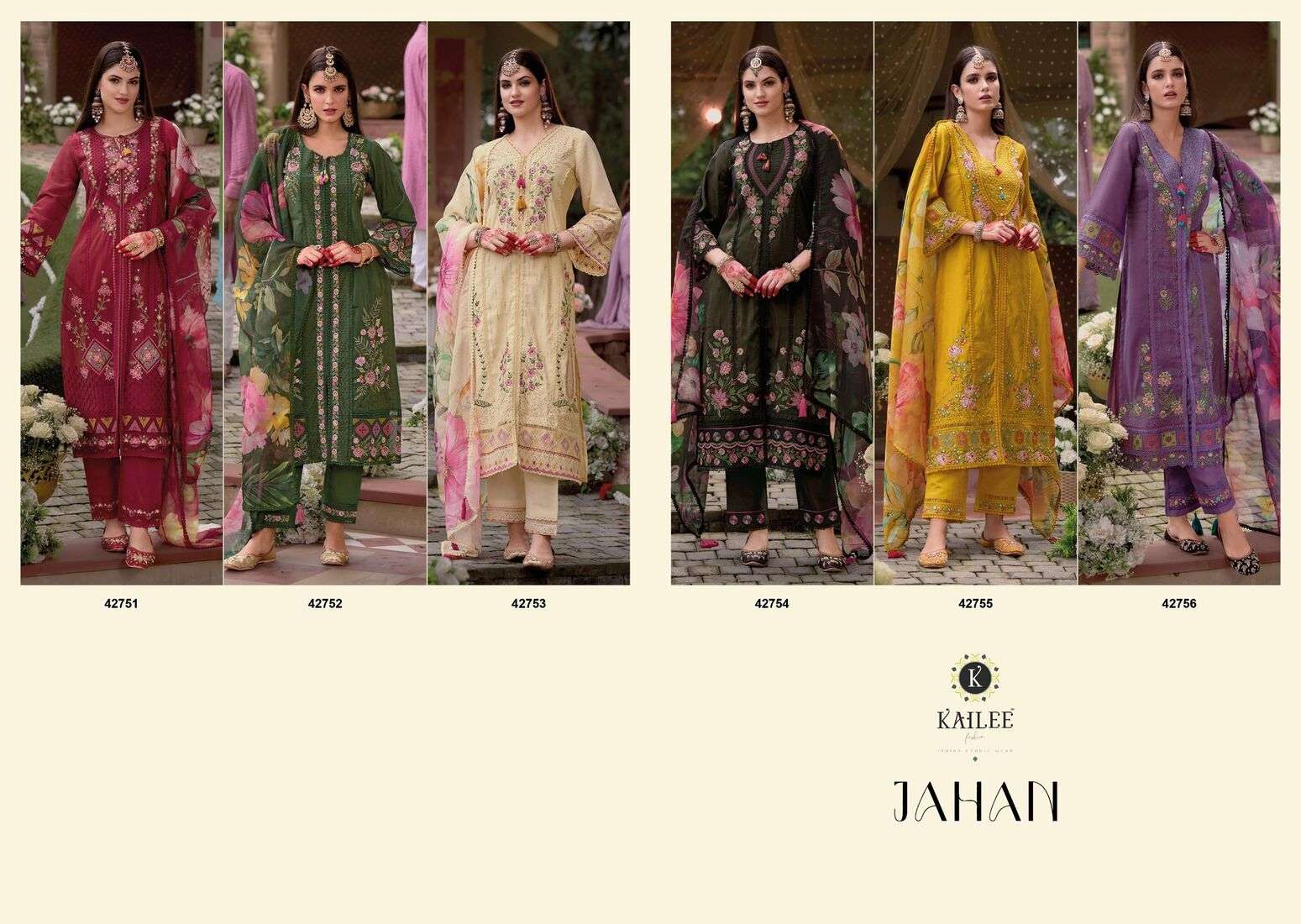 JAHAN BY KAILEE FASHION PURE VISCOSE SIMMER SILK DESIGNER FANCY THREAD HANDWORK 3 PIECE 