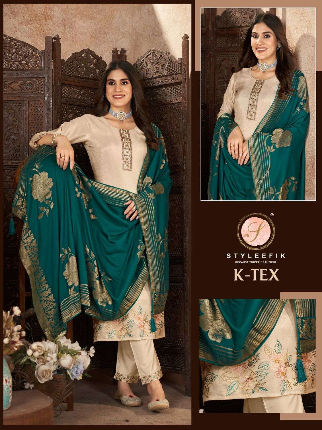 K-TEX BY STYLEFIK PURE SIMMER PLAIN FULL STICHED KURTI PANT WITH PURE MUSLIN DUPATTA 