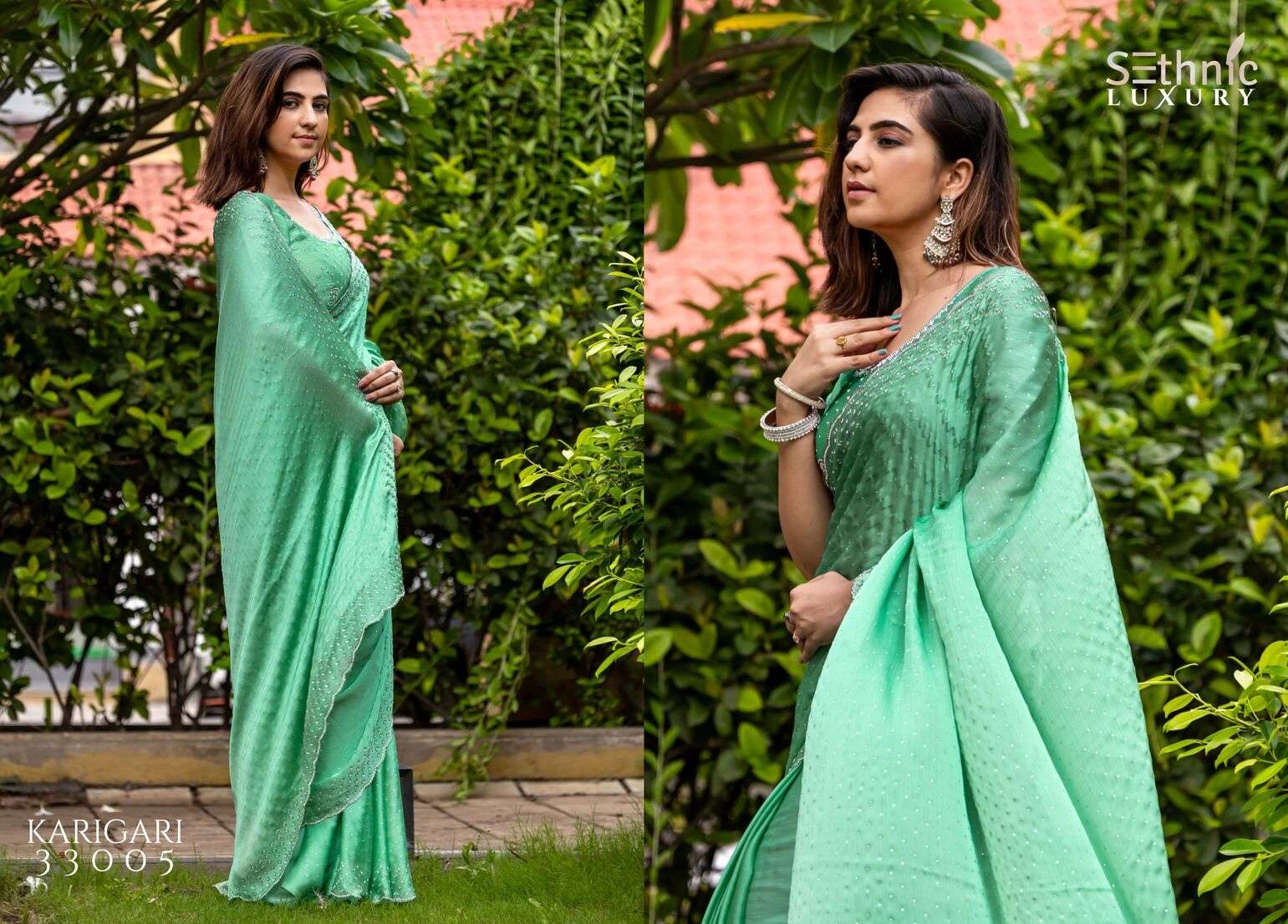 KARIGARI VOL-2 BY SETHNIC LIFESTYLES SATIN CHIFFON DESIGNER HANDWORK PATTA SAREES 