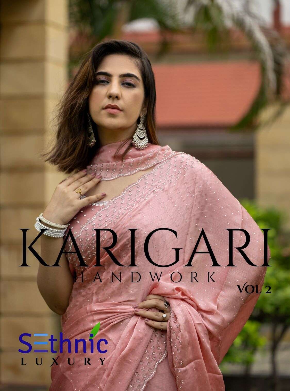 KARIGARI VOL-2 BY SETHNIC LIFESTYLES SATIN CHIFFON DESIGNER HANDWORK PATTA SAREES 