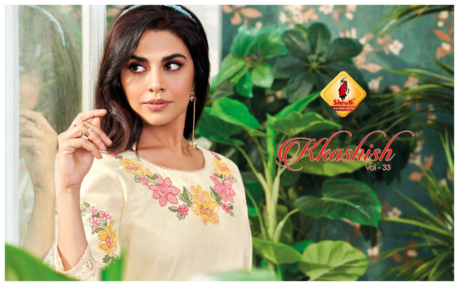 KKASHISH VOL-33 BY SHRUTI SUITS PURE COTTON LINEN STYLISH EMBROIDERY WORK KURTI PANT 