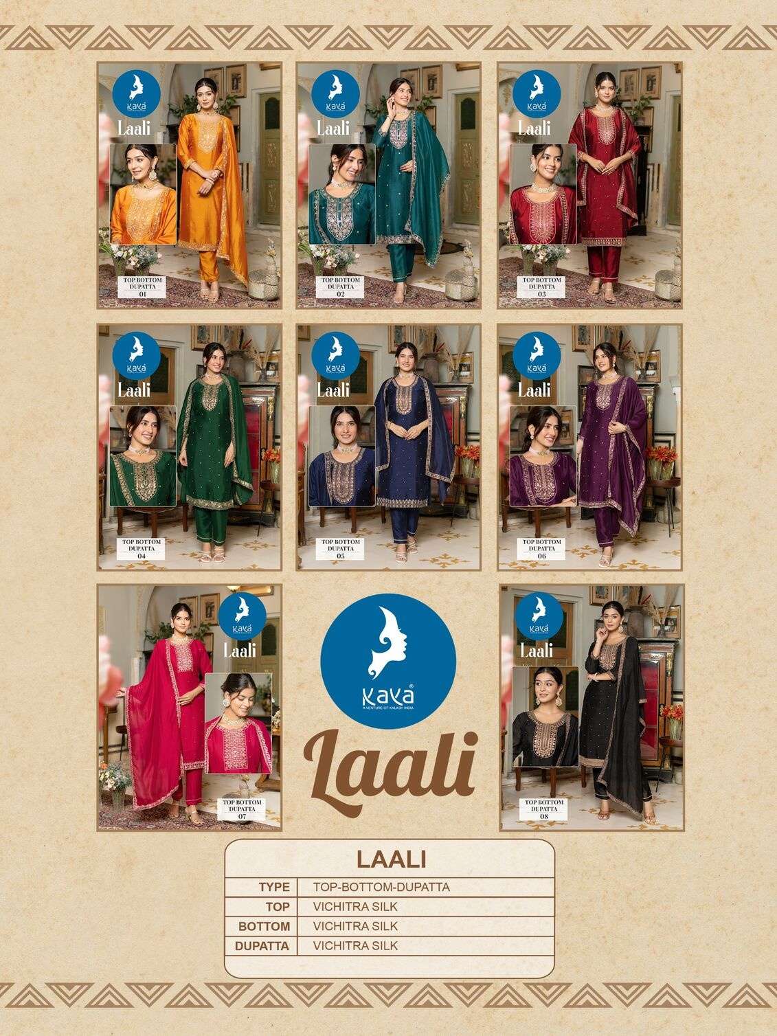 LAALI BY KAYA KURTI VICHITRA SILK 3 PIECE STRAIGHT CUT CONCEPT WITH ONE SIDE POCKET 