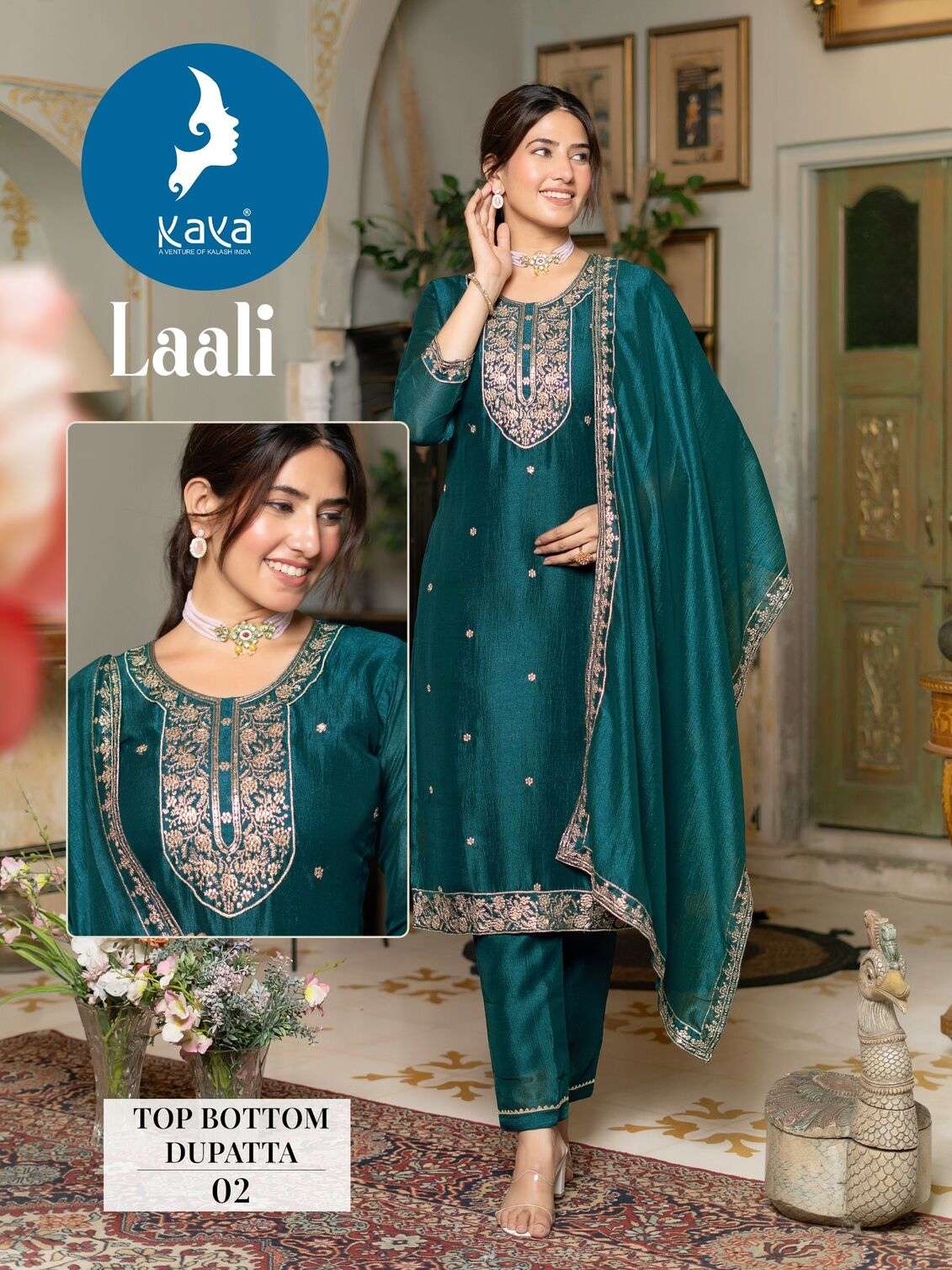 LAALI BY KAYA KURTI VICHITRA SILK 3 PIECE STRAIGHT CUT CONCEPT WITH ONE SIDE POCKET 