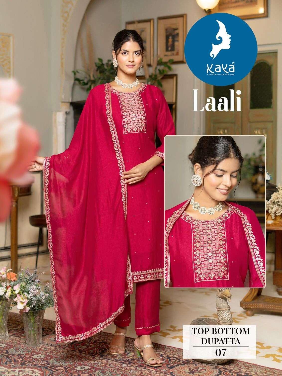 LAALI BY KAYA KURTI VICHITRA SILK 3 PIECE STRAIGHT CUT CONCEPT WITH ONE SIDE POCKET 