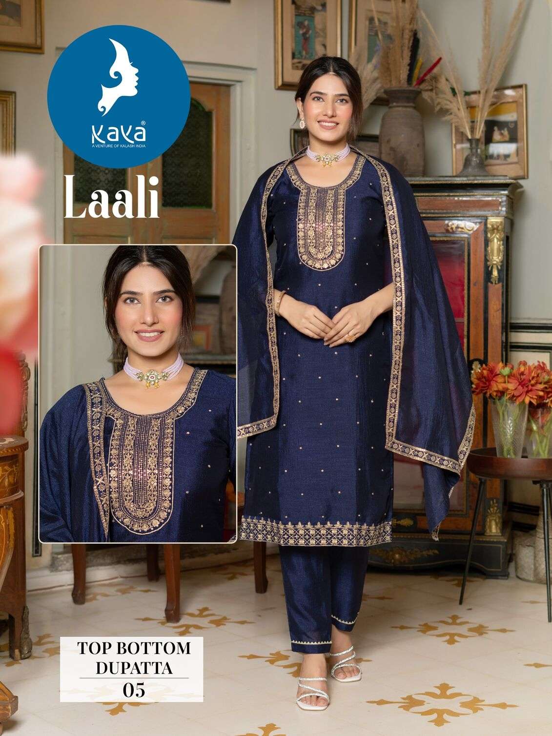 LAALI BY KAYA KURTI VICHITRA SILK 3 PIECE STRAIGHT CUT CONCEPT WITH ONE SIDE POCKET 