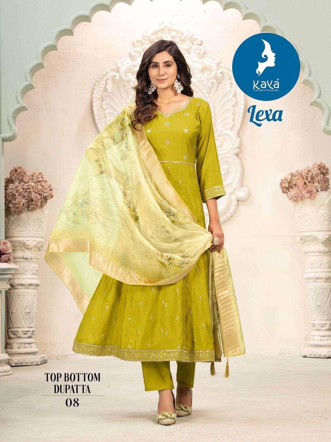 LEXA BY KAYA KURTI ROMAN SILK 3 PIECE ANARKALI CONCEPT WITH DIGITAL PRINT DUPATTA 