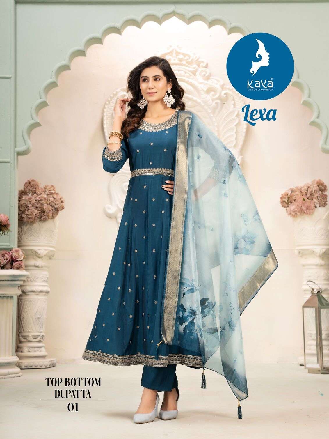 LEXA BY KAYA KURTI ROMAN SILK 3 PIECE ANARKALI CONCEPT WITH DIGITAL PRINT DUPATTA 