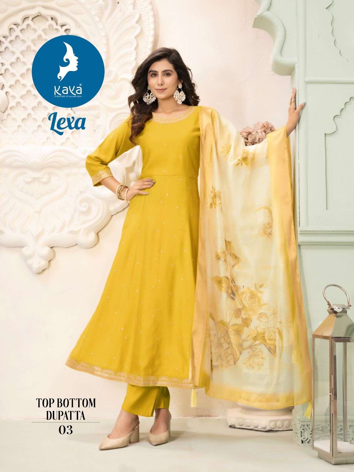 LEXA BY KAYA KURTI ROMAN SILK 3 PIECE ANARKALI CONCEPT WITH DIGITAL PRINT DUPATTA 