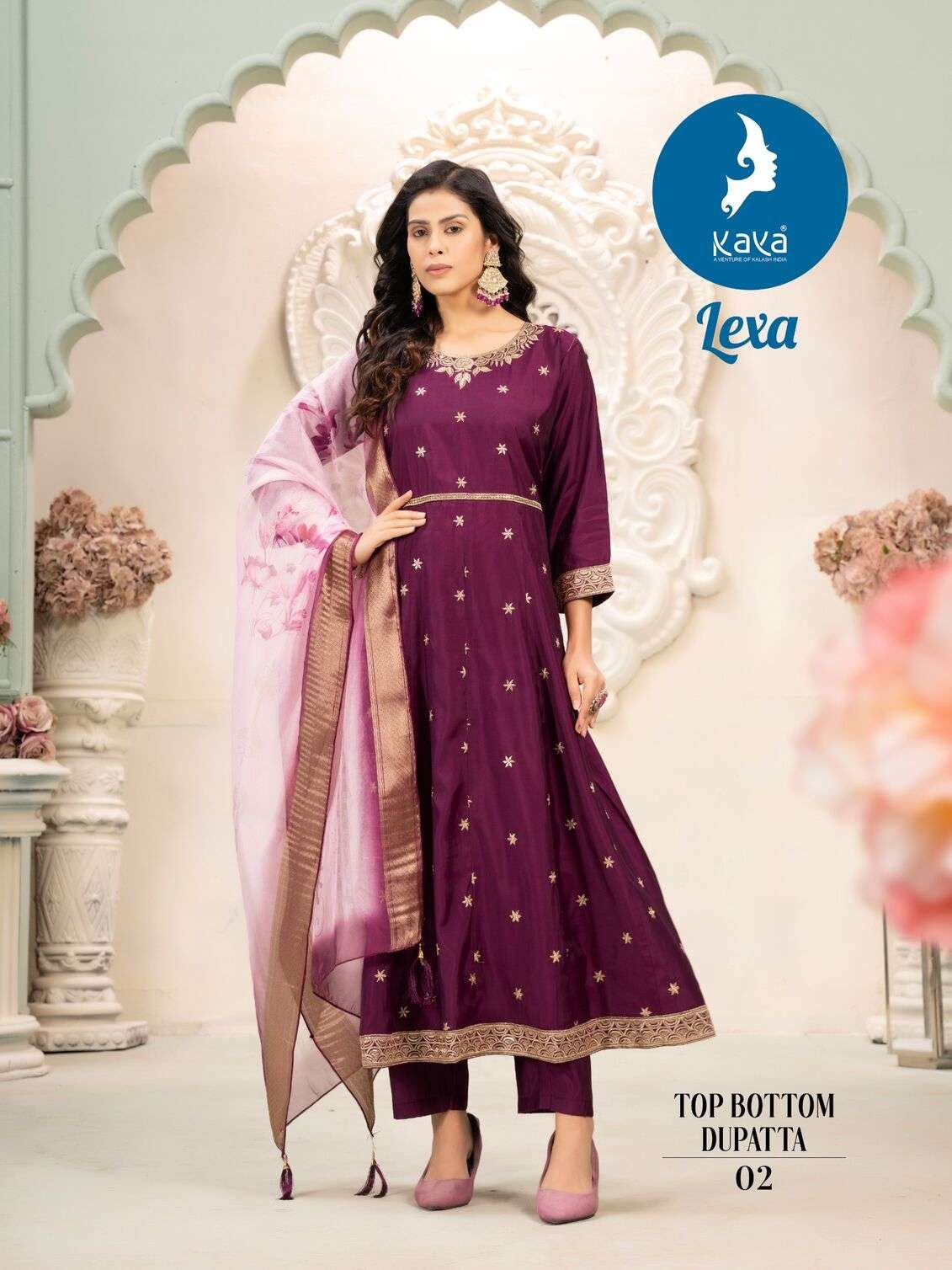 LEXA BY KAYA KURTI ROMAN SILK 3 PIECE ANARKALI CONCEPT WITH DIGITAL PRINT DUPATTA 