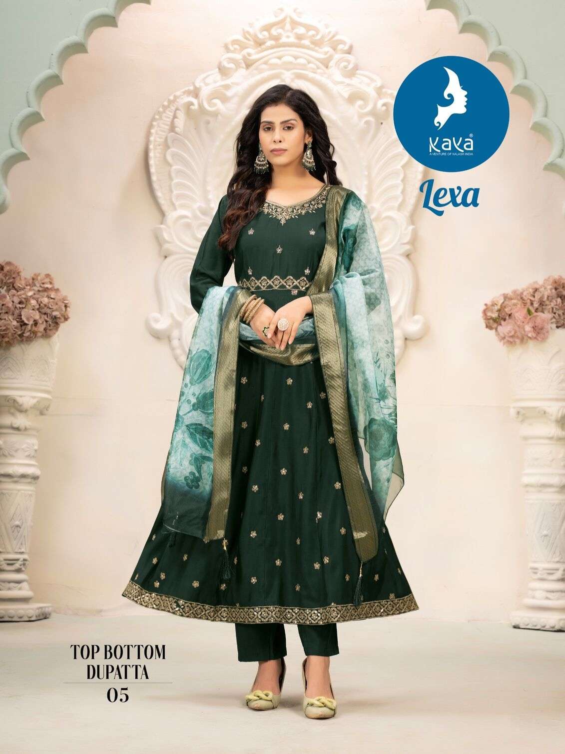 LEXA BY KAYA KURTI ROMAN SILK 3 PIECE ANARKALI CONCEPT WITH DIGITAL PRINT DUPATTA 