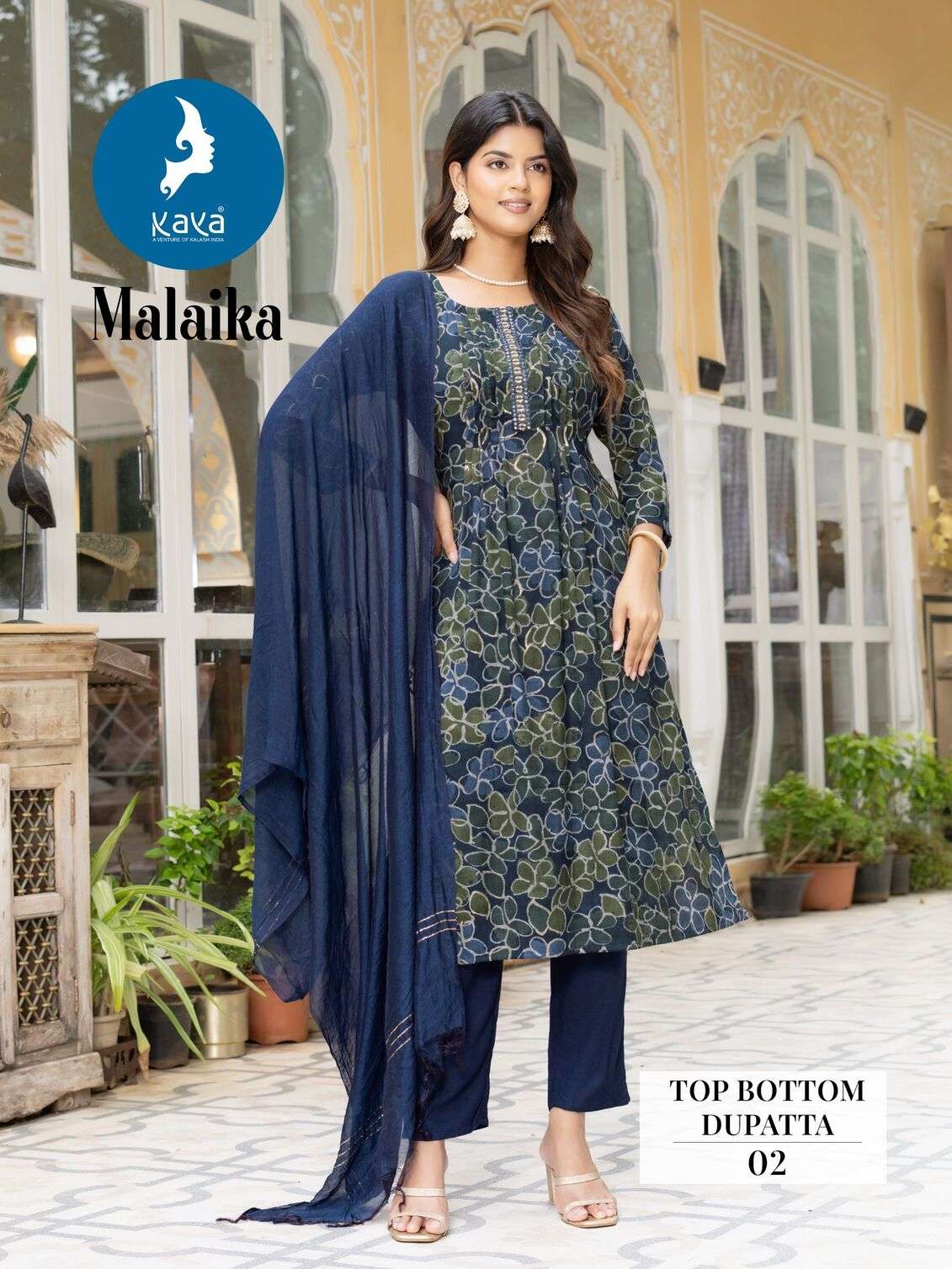 MALAIKA BY KAYA KURTI CAPSULE FOIL PRINT 3 PIECE CONCEPT WITH STRAIGHT CUT & ONE SIDE POCKET