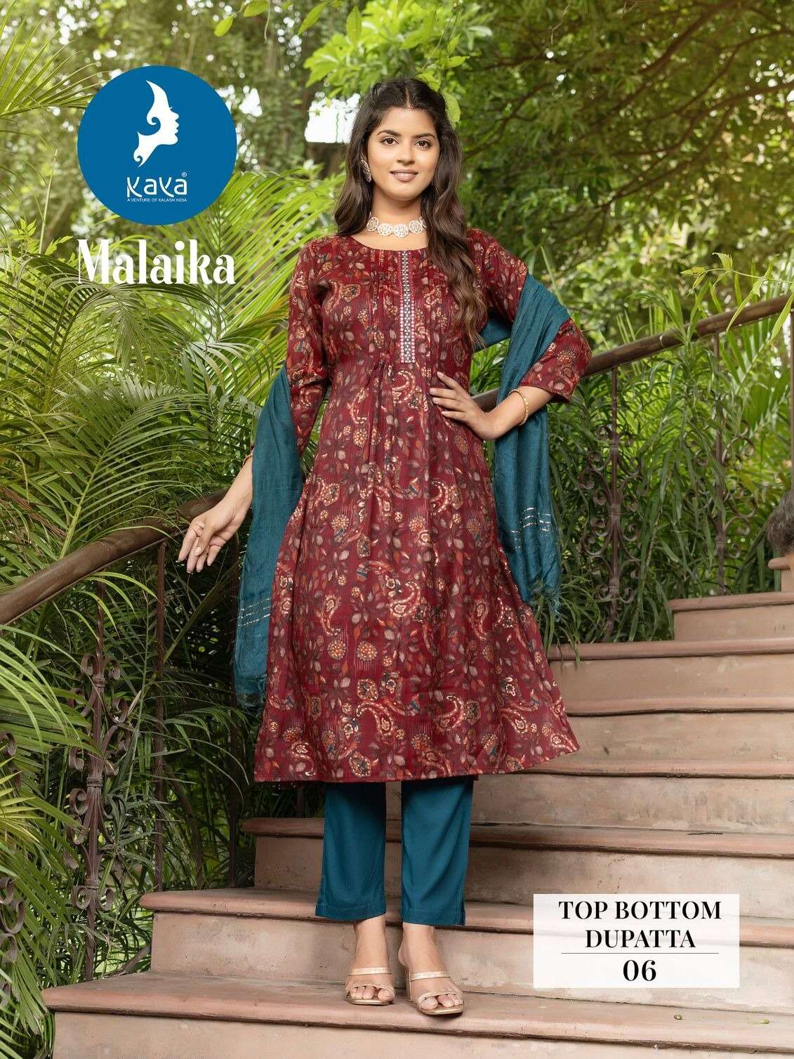 MALAIKA BY KAYA KURTI CAPSULE FOIL PRINT 3 PIECE CONCEPT WITH STRAIGHT CUT & ONE SIDE POCKET