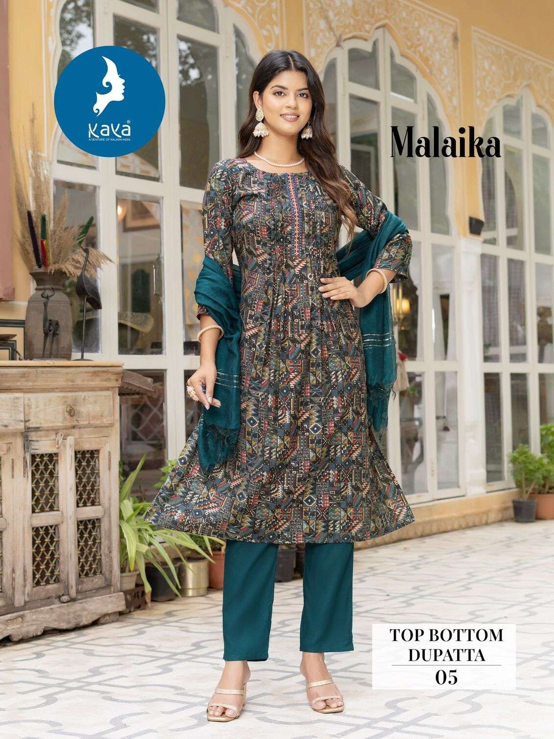 MALAIKA BY KAYA KURTI CAPSULE FOIL PRINT 3 PIECE CONCEPT WITH STRAIGHT CUT & ONE SIDE POCKET