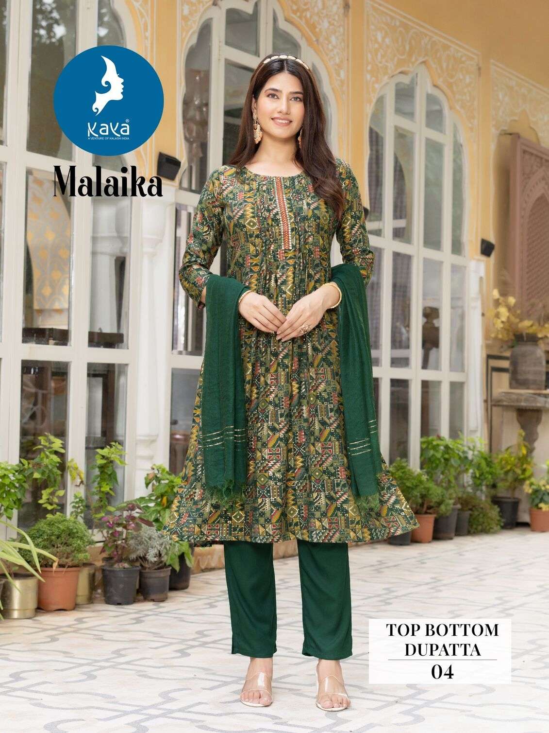 MALAIKA BY KAYA KURTI CAPSULE FOIL PRINT 3 PIECE CONCEPT WITH STRAIGHT CUT & ONE SIDE POCKET