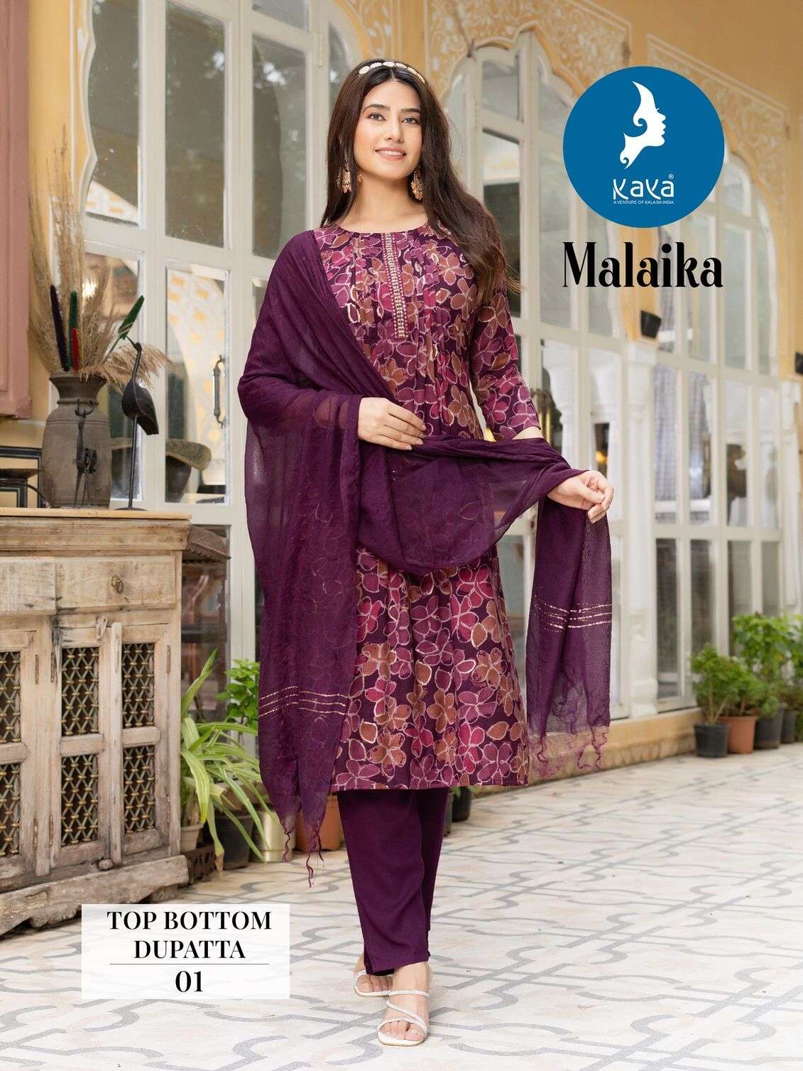 MALAIKA BY KAYA KURTI CAPSULE FOIL PRINT 3 PIECE CONCEPT WITH STRAIGHT CUT & ONE SIDE POCKET