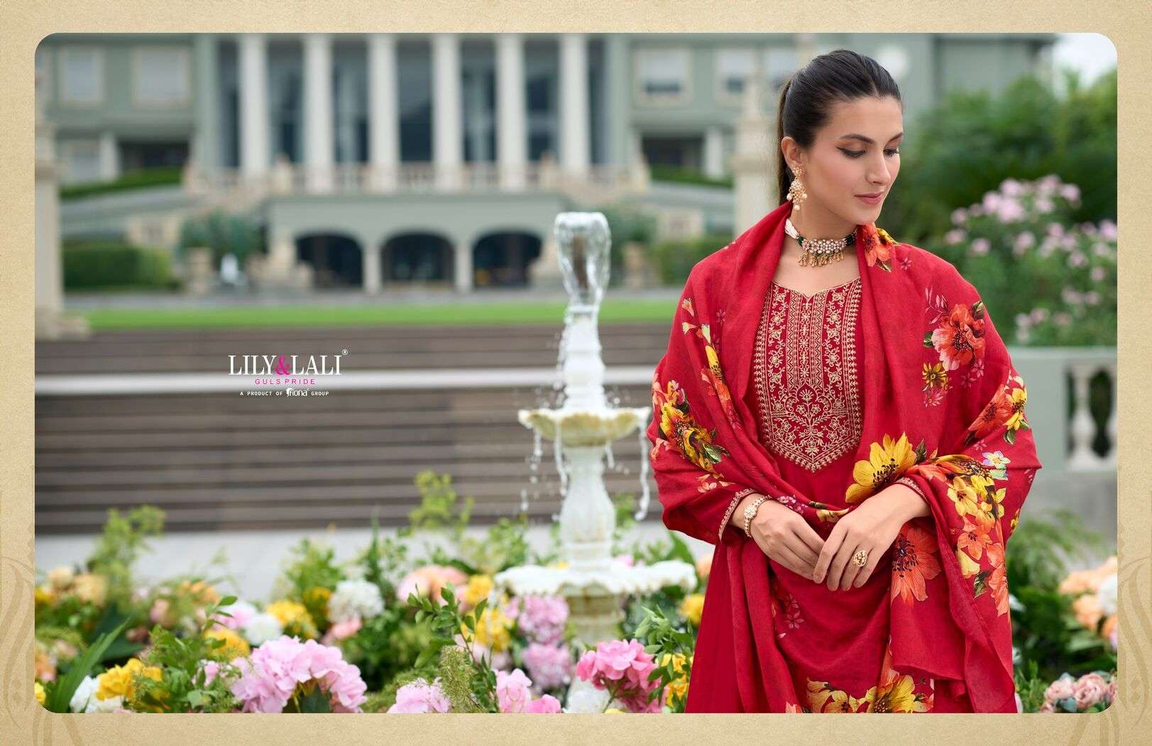 MALLIKAJAAN BY LILY & LALI ANARKALI STYLE DRESS WITH JARI & SEQUENCE WORK ON VICHITRA SILK KURTI PANT WITH DUPATTA 