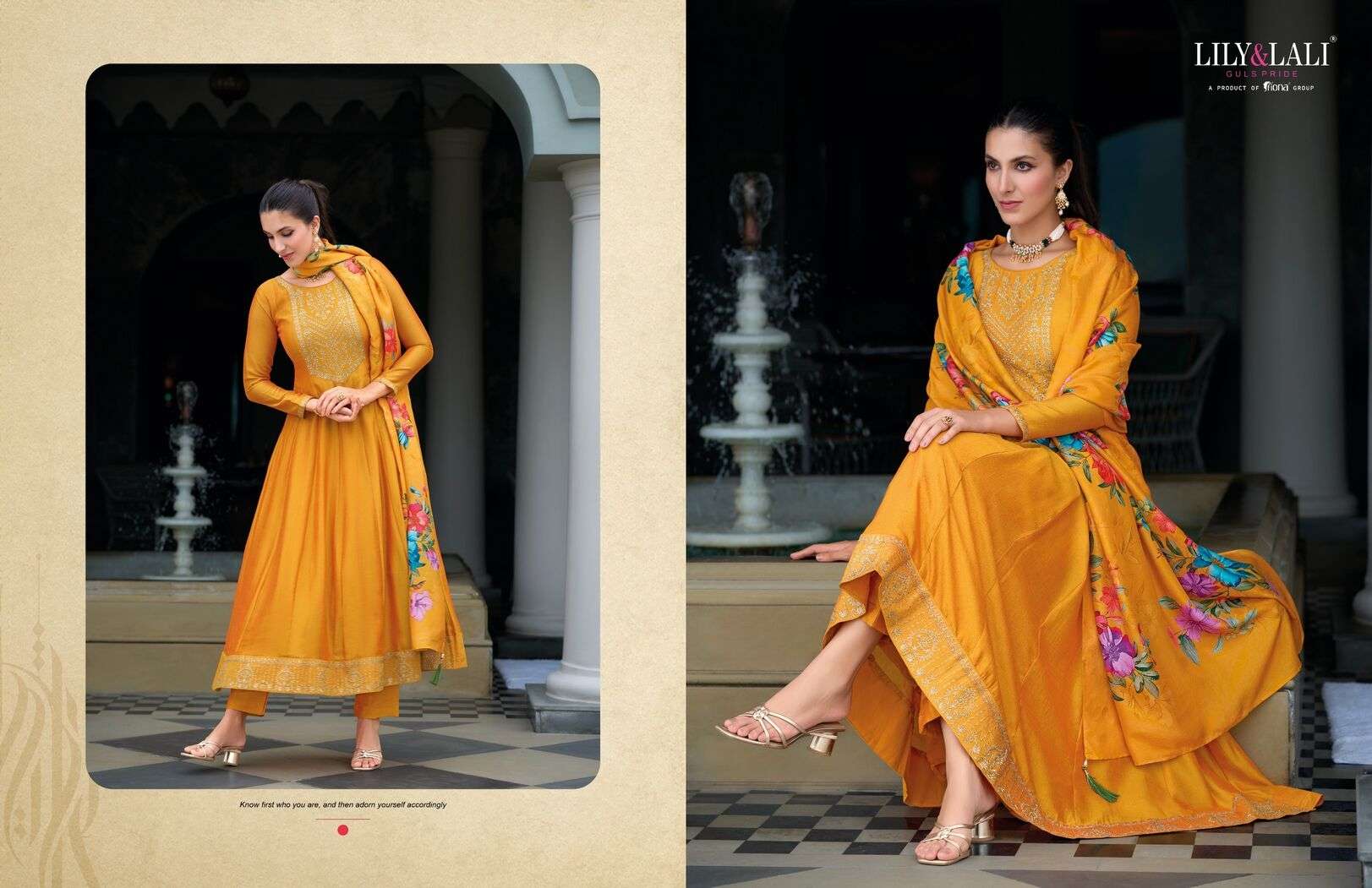 MALLIKAJAAN BY LILY & LALI ANARKALI STYLE DRESS WITH JARI & SEQUENCE WORK ON VICHITRA SILK KURTI PANT WITH DUPATTA 