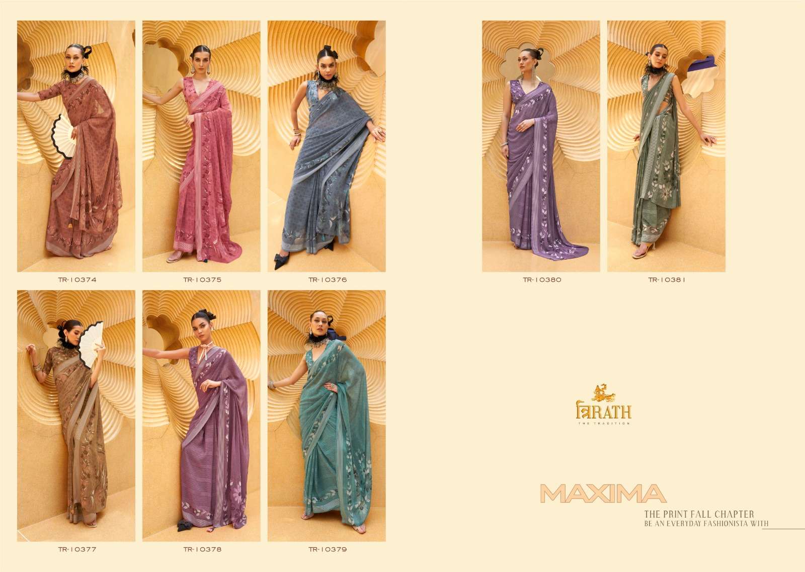 MAXIMA BY TRIRATH DAANI GEORGETTE WITH PRINT DESIGN AQUA FINISH CASUAL WEAR SAREES 