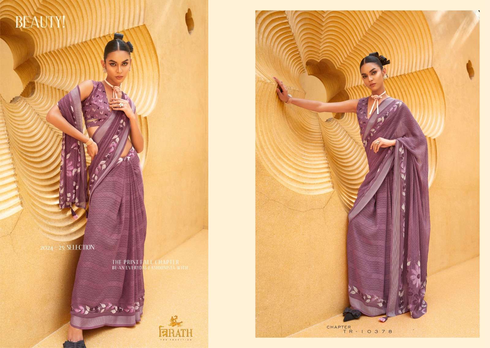 MAXIMA BY TRIRATH DAANI GEORGETTE WITH PRINT DESIGN AQUA FINISH CASUAL WEAR SAREES 