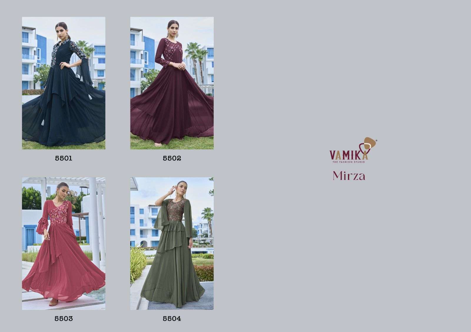 MIRZA BY VAMIKA HEAVY GEORGETTE WITH HEAVY EMBROIDERY HANDWORK PARTY WEAR GOWN 