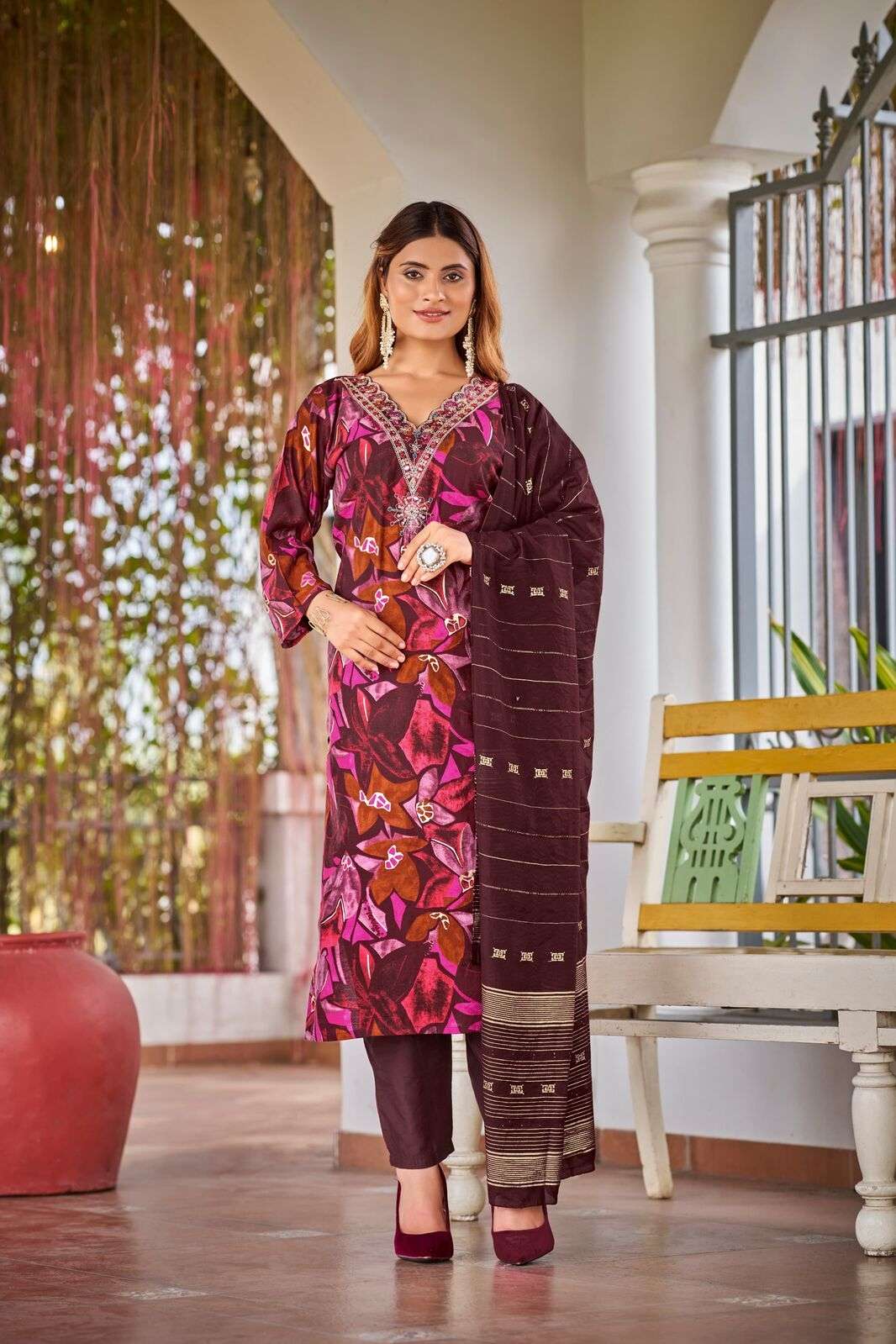 MUSKAN VOL-5 BY OSSM MODAL FOIL PRINT EMBROIDERY MIRROR WORK KURTI PANT WITH DUPATTA  