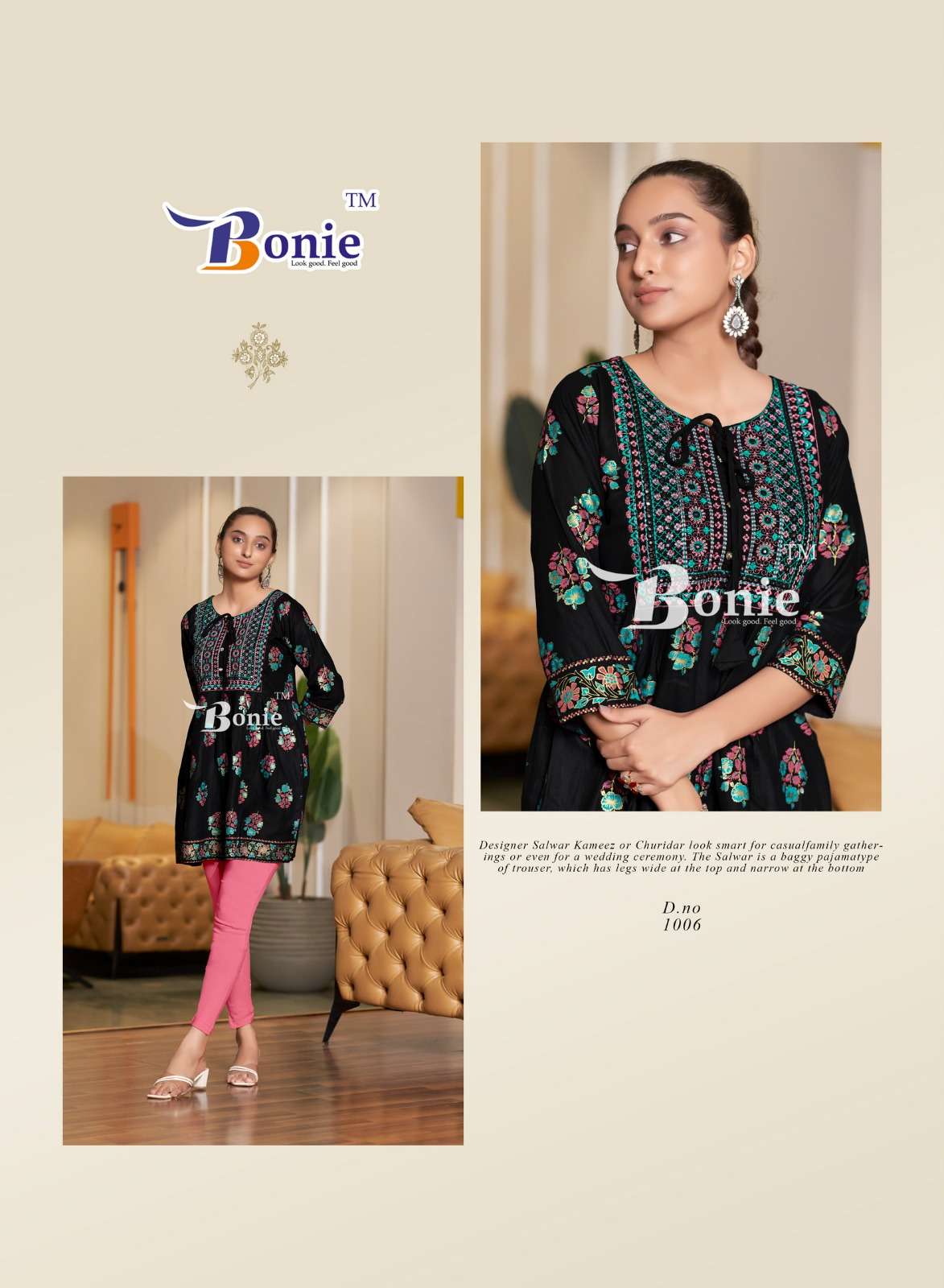 NIKKI BY BONIE RAYON FABRIC AMAZING COLOUR PRINTS SHORT TUNICS 